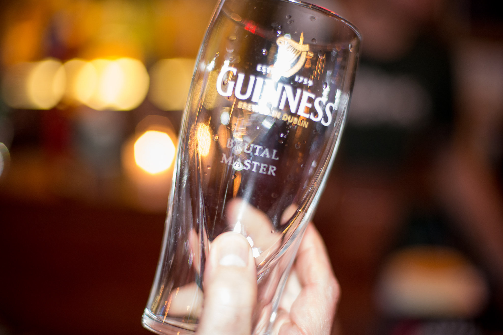 Contest winner with etched Guinness pint glass