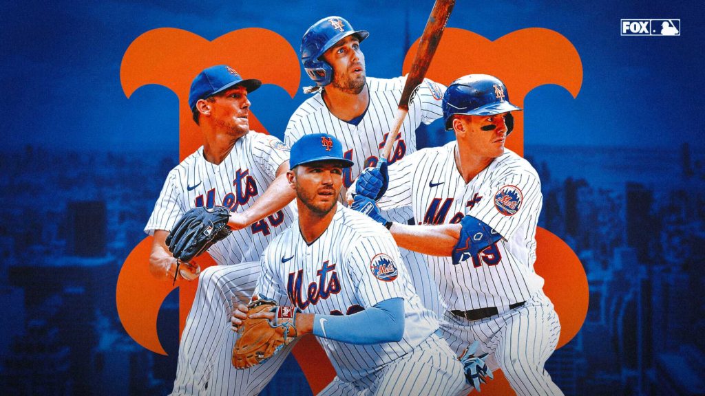 Photo of a group of New York Mets players for the 2022 MLB playoffs.