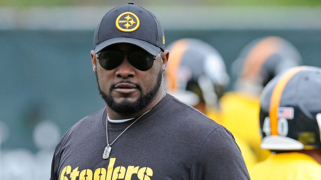 Image of Mike Tomlin reminding you to watch Steelers games at Hibernia Bar.