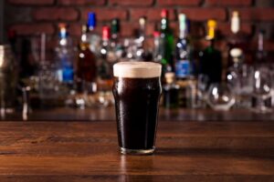 Dark stout beer on a bar - Hibernia Bar
