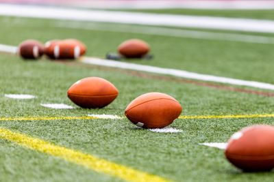 American footballs in the field